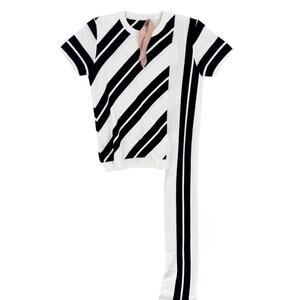 No 21 Top Black White Stripe Sweater Designer Small Cotton